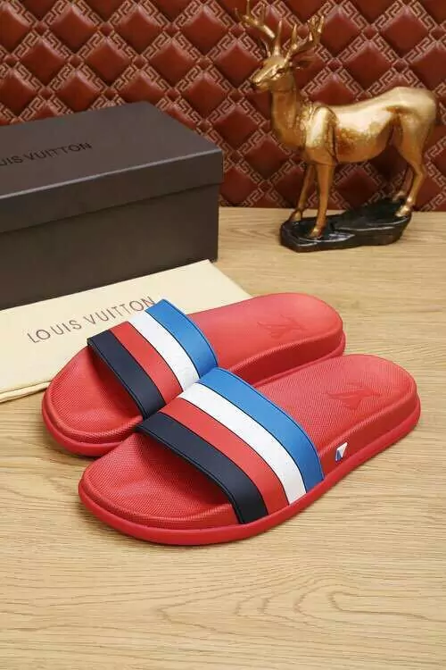 louis vuitton slippers cheap stripe red